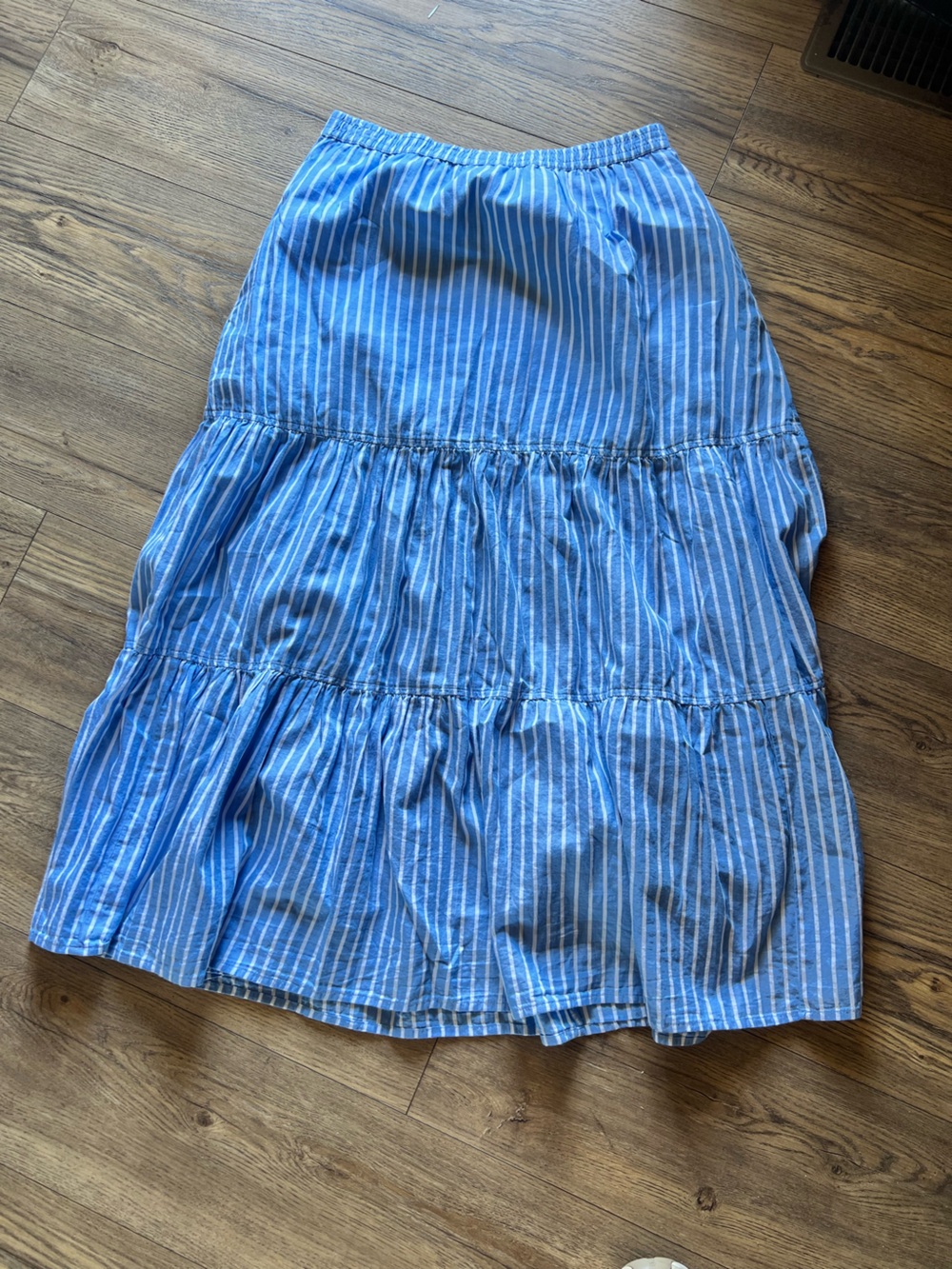 Pact Blue and White Striped Maxi Skirt